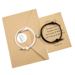 Diseño de cuerda de <span class=keywords><strong>mano</strong></span> de nailon ajustable, pulseras de moda para mejores amigos, brazaletes de atracción de imán de pareja de sol y luna - Product Image 2