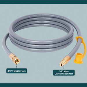 Tuyau de propane pour camping-car de 1,8 m (6 pieds), 3/8 et 1/2 pouce, surface lisse, basse pression, gris, <span class=keywords><strong>raccord</strong></span> rapide, <span class=keywords><strong>flexible</strong></span>, en caoutchouc, raccords en laiton, garantie 1 an - Product Image 4