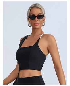 Soutien-gorge de sport croisé au dos pour femme avec coussinets amovibles, débardeur court ajusté pour fitness, yoga et entraînement – <span class=keywords><strong>En</strong></span> stock, OEM, ODM, livraison directe - Product Image 4