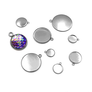 Stainless Steel Round Disc <b>Holder</b> Single Loop DIY Jewelry Pendant Base For Gemstone Necklace Accessories Wholesale - Product Image 1