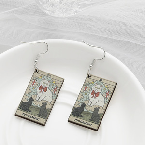 Nouvelles boucles d'oreilles en acier inoxydable écologiques vintage unisexes, style européen américain, motif de carte de tarot, cloche - Product Image 6
