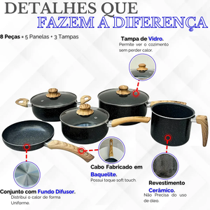 Ensemble de casseroles en aluminium de haute qualité, moderne, avec revêtement céramique, résistant au four et au lave-vaisselle, 8 pièces, pour cuisinières à gaz et à induction - Product Image 2