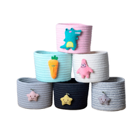 Petit panier de rangement rond pliable en corde de coton écologique, artisanat traditionnel chinois, design mignon, pour cosmétiques et articles divers