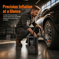 Compresseur d'air électrique portable mini 150 psi pour pneus de voiture, sans fil, avec manomètre numérique et moniteur de pression des pneus - Prix usine