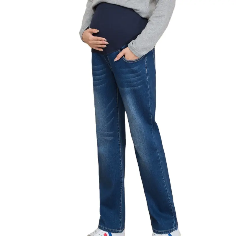 Jeans Wanita Kualitas Tinggi, Jeans Wanita, Regang, Pas Badan, Celana Denim Kehamilan, Disesuaikan