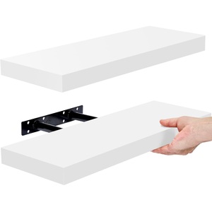 Estantes flotantes de <span class=keywords><strong>madera</strong></span> <span class=keywords><strong>blanca</strong></span> modernos personalizados para pared, estante de exhibición montado en la pared flotante MDF para cocina, dormitorio, sala de estar - Product Image 1