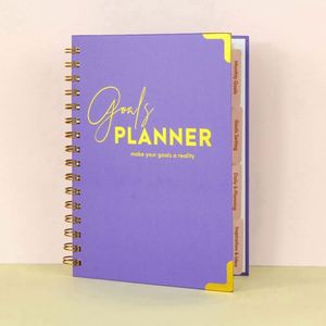 Custom Private Label Pink Hardcover Daily Weekly Spiral Undated Goals <b>A5</b> <b>Planner</b> Journal Agenda Notebook - Product Image 2