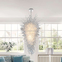 Artemis Lustre LED moderne en verre soufflé à la main Éclairage Grand lustre LED en verre de Murano blanc classique