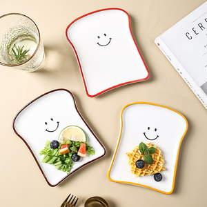 High-temperature Resistance Ceramic Plate Creative Toast Bread Shape Plate <strong>Dessert</strong> <strong>Tray</strong> for Breakfast - Product Image 4