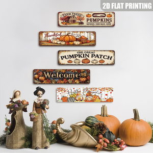 Juego de Letreros Metálicos con Temática Otoñal de Calabaza, Decoración de Pared Retro Rústica para el Hogar - Product Image 4