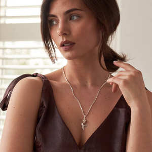 Collier en or pur 999.9, pendentif <span class=keywords><strong>à</strong></span> fleur de Rose séchée, en argent - Product Image 2