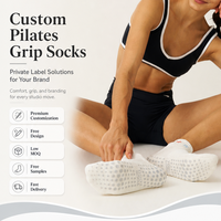 Chaussettes de sport antidérapantes en coton de haute qualité pour femmes, personnalisables avec logo, pour yoga, pilates et fitness.