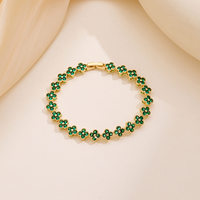 Bracelet Trèfle à Quatre Feuilles en Alliage Entièrement Sertie de Diamants, Nouvelle Tendance Européenne et Américaine, Design de Mode Luxueux, Best-seller Transfrontalier