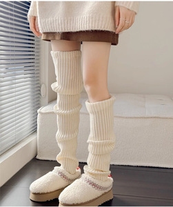 Moda düz kaburga örme kış sıcak uzun bacak ısıtıcıları kadınlar için toptan iki uzunlukları - Product Image 6