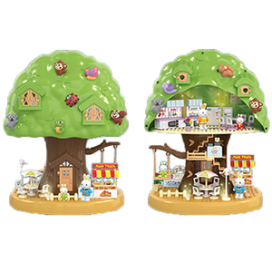 Set Giocattolo Fai-da-Te 2022: Animali della Foresta nella Casa sull'Albero con Mini Mobili e Quattro Coniglietti - Product Image 1
