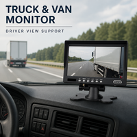 Kaca Spion LCD TFT HD RGB 7 Inci 12V-24V 4CH Quad Split IP68 Tahan Air IR LED Alat Bantu Mundur Kamera Mundur Truk Bus