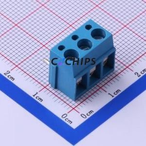 KF300R-5.0-3P Screw Terminal Block Bent Lead Through Hole,P=5mm Connector ( Construction: 1x3P )( Pitch: 5mm )( Color: Blue ) - Product Image 1