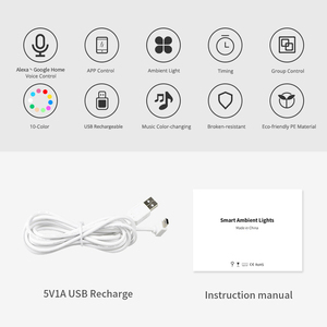 Tuya Smart Table Lamp Works With <strong>Alexa</strong> Voice Control RGB Color Changing LED USB Charging Night Light <strong>Cube</strong> Controlled by APP - Product Image 2