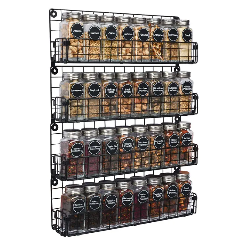 Wholesale new kitchen metal wire spice jar holder foldable wall mount spice rack organiser