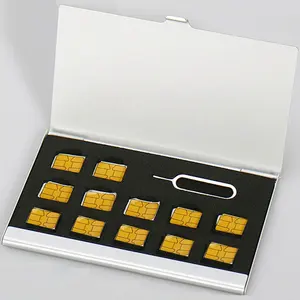 Portable 21 in 1 Aluminum SIM Card Pin TF SD Memory Card Storage Box Case Phone Memory SIM Cards Organizer Carrying Bag