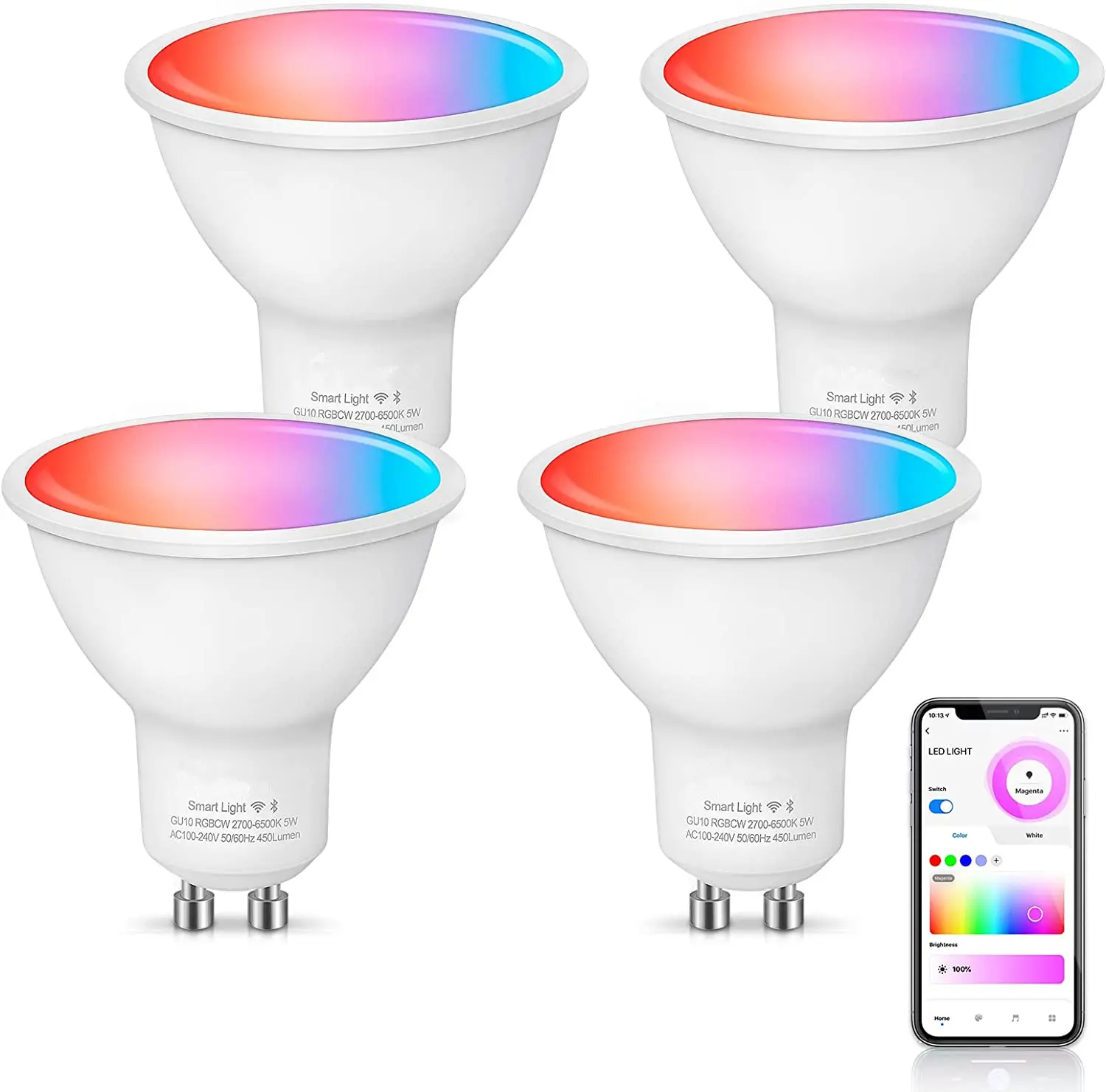 A buon mercato Alexa Google Home controllo vocale Tuya APP Dimming 4W 5 W 5 Watt decorativo Smart Wifi RGBW cambia colore RGB GU10 lampadina a Led