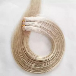 Jasminebeauty 100g para extensiones de cabello humano con trama de PU, 22 pulgadas, Remy europeo teñido rubio con reflejos, doble densidad - Product Image 1