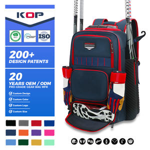 Sac à dos de baseball/softball robuste bleu marine KOP Custom Wholesale avec 4 emplacements pour bâtons et système d'étagères intérieures pour adultes - Product Image 1