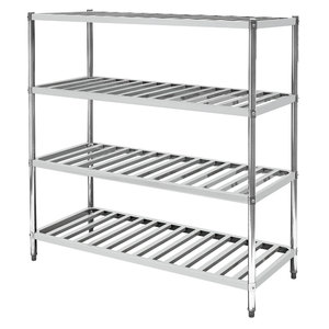 Étagère <span class=keywords><strong>murale</strong></span> pliable à 4 niveaux en acier inoxydable argenté pour cuisine, chambre froide, ustensiles et épices – Vente en gros - Product Image 5