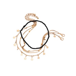 Tobillera de estilo bohemio transfronterizo europeo y americano, de aleación con cuentas de semillas, letras y estrella de cinco puntas, juego de tres piezas. - Product Image 5
