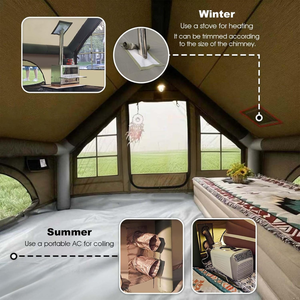 8-10 Person Large Double Layer Oxford Waterproof Inflatable <b>Camping</b> Tent Three Bedrooms One Living Room Quick Automatic - Product Image 3