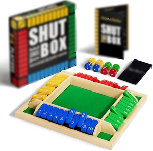 Jeu <span class=keywords><strong>de</strong></span> <span class=keywords><strong>société</strong></span> classique Shut the Box avec dés, <span class=keywords><strong>pour</strong></span> les soirées en famille, la salle <span class=keywords><strong>de</strong></span> classe, les voyages, table en bois, 2 à 4 joueurs - Product Image 1