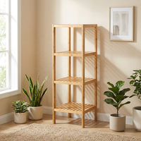 Étagères de rangement multifonctionnelles à 4 niveaux en bambou pour salle de bain, design moderne, pour produits de bain