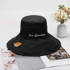 Sombrero de Ala Ancha, Mezcla de Poliéster y Algodón, Protección Solar, para Primavera/Verano, con Diseño de Hoja Bordada - Product Image 5