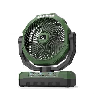 Ventilador de Mesa Db de 9 Pulgadas, 24000 M Ah, Funciona con Batería Recargable, Plegable, Ligero, para Acampar, Hogar, Auto, RV, Banco de Energía de 5 V, Verde Amarillo - Product Image 1