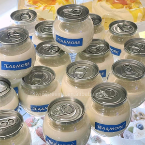 transparent 200ml 7oz plastic cans ball bottle pet can food cake jar packaging boxes for cake with fully easy open the lid