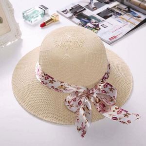 Female Seaside Sunshade Summer Wholesale Wide Brim Knitted Raffia <b>Straw</b> Bucket <b>Hats</b> - Product Image 2