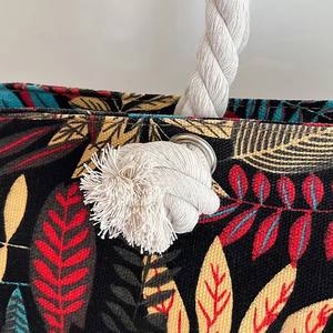 THK0166 Mesdames décontracté fleur impression toile Graffiti épaule sac de plage femmes sac à main sac fourre-tout - Product Image 2