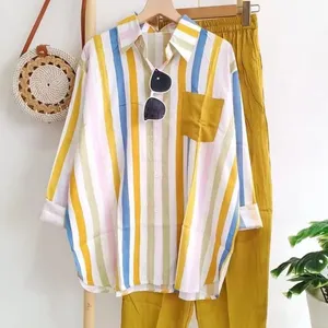 2023 Summer new fashion loose slimming comfortable casual striped suit for women Wholesale