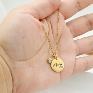 Ingrosso collana <span class=keywords><strong>Mimi</strong></span> personalizzata di alta qualità <span class=keywords><strong>gioielli</strong></span> Birthstone 18k placcato oro 316l in acciaio inox nome ciondolo collana - Product Image 4