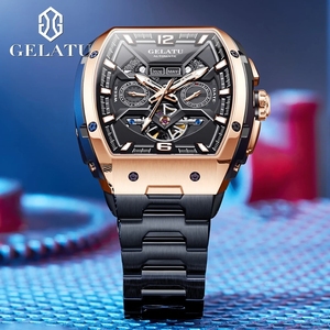 Envío Directo GELATU Reloj Mecánico Automático de Lujo para Hombre, Esqueleto, Tourbillon, Acero Inoxidable, Alta Calidad, 5BAR, Resistente al Agua - Product Image 5