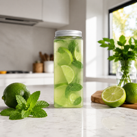 Bouteille de jus en PET de 350 ml et 400 ml, bouteille de boisson en plastique transparente carrée, conteneur de qualité alimentaire, vente en gros