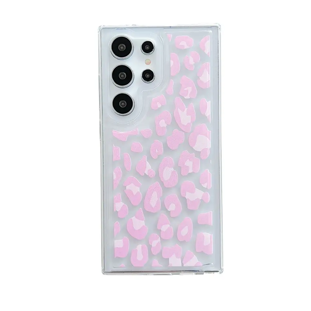 Sem fio para o iphone caso de bateria inteligente móvel protetora TPU para iphone 15 pro Leopardo e vaca impressão proteção clara caso