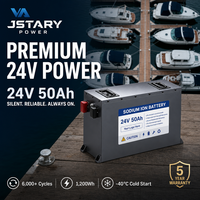 Batterie au sodium-ion 24V 50Ah pour chariot élévateur électrique, AGV, bateau, camping-car, petites machines de construction, 4,8 kWh, avec BMS intelligent intégré