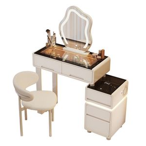 Smart Makeup Vanity <b>Table</b> With Led Mirror And Storage Drawers For Bedroom Use - Product Image 5