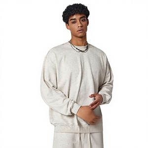 <span class=keywords><strong>Pull</strong></span> ample en molleton <span class=keywords><strong>de</strong></span> coton épais 440G, couleur unie, style américain, nouvelle collection automne-hiver pour homme - Product Image 2