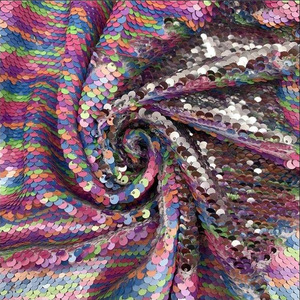 Tùy Chỉnh Chất Lượng Cao Hành Lý Giày Áo Tắm Chất Liệu Nặng Hoa Đầy Màu Sắc Gradient Sáng Bóng Nàng Tiên Cá <span class=keywords><strong>Sequin</strong></span> Reversible Vải <span class=keywords><strong>Sequin</strong></span> - Product Image 4