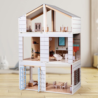 Ensemble de maison de poupée bricolage en bois jouet éducatif pour enfants avec mini meubles de modèle de mode en bois et PC