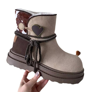 Stivali invernali all'ingrosso con punta larga per donna stivali stile moda personalizzati con Logo di cotone scarpe calde da donna stivali da neve - Product Image 1