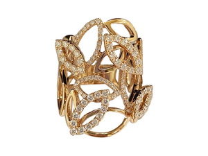 Bague en or massif 18 carats, grand cercle entrelacé, design vintage, luxe léger, diamant - Product Image 4