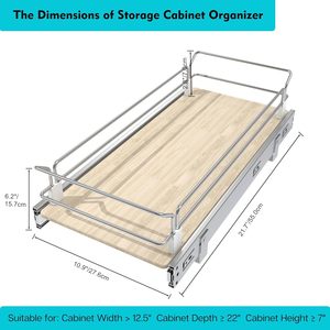Organisateur de placard coulissant 11" L x 22" P, tiroirs coulissants, <span class=keywords><strong>rangement</strong></span> de <span class=keywords><strong>cuisine</strong></span>, en fer robuste, résistant aux taches, pour garde-manger - Product Image 2